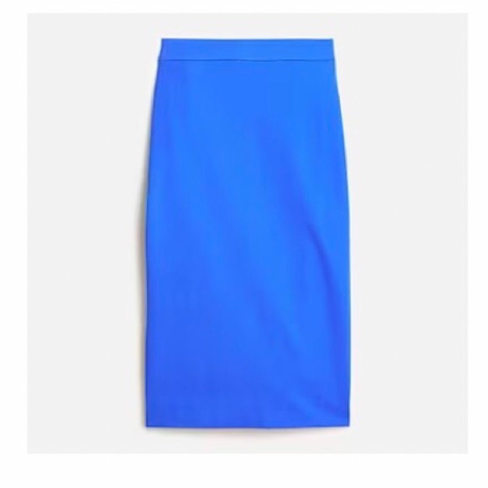 NWOT! J. Crew Royal Blue Midi Pencil Skirt
Cotton, nylon lining. New without tag